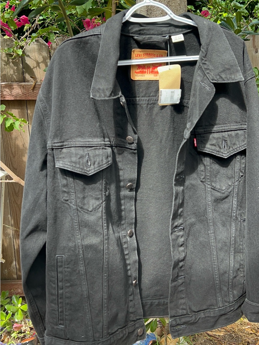 Levi's Black Denim Jacket with Brown Patch - Picture 1 of 2